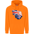 Curled British Flag Union Jack Britain Mens 80% Cotton Hoodie Orange