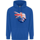 Curled British Flag Union Jack Britain Mens 80% Cotton Hoodie Royal Blue