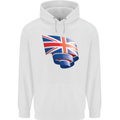 Curled British Flag Union Jack Britain Mens 80% Cotton Hoodie White
