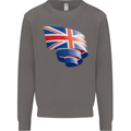 Curled British Flag Union Jack Britain Mens Sweatshirt Jumper Charcoal