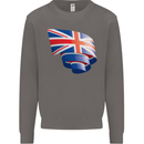 Curled British Flag Union Jack Britain Mens Sweatshirt Jumper Charcoal