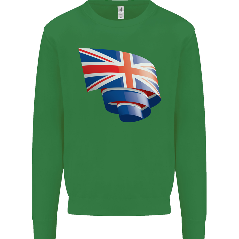 Curled British Flag Union Jack Britain Mens Sweatshirt Jumper Irish Green