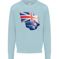 Curled British Flag Union Jack Britain Mens Sweatshirt Jumper Light Blue