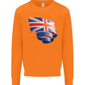 Curled British Flag Union Jack Britain Mens Sweatshirt Jumper Orange