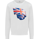 Curled British Flag Union Jack Britain Mens Sweatshirt Jumper White