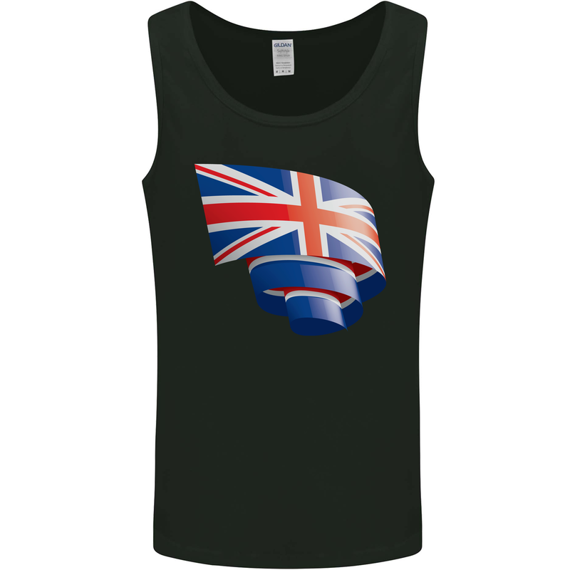 Curled British Flag Union Jack Britain Mens Vest Tank Top Black