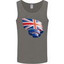 Curled British Flag Union Jack Britain Mens Vest Tank Top Charcoal