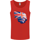Curled British Flag Union Jack Britain Mens Vest Tank Top Red