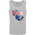 Curled British Flag Union Jack Britain Mens Vest Tank Top Sports Grey