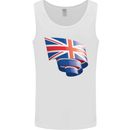 Curled British Flag Union Jack Britain Mens Vest Tank Top White