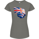 Curled British Flag Union Jack Britain Womens Petite Cut T-Shirt Charcoal