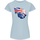 Curled British Flag Union Jack Britain Womens Petite Cut T-Shirt Light Blue