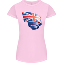 Curled British Flag Union Jack Britain Womens Petite Cut T-Shirt Light Pink