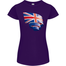 Curled British Flag Union Jack Britain Womens Petite Cut T-Shirt Purple