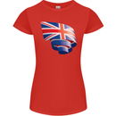 Curled British Flag Union Jack Britain Womens Petite Cut T-Shirt Red
