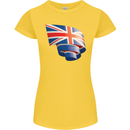 Curled British Flag Union Jack Britain Womens Petite Cut T-Shirt Yellow