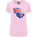 Curled British Flag Union Jack Britain Womens Wider Cut T-Shirt Light Pink