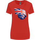 Curled British Flag Union Jack Britain Womens Wider Cut T-Shirt Red