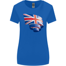 Curled British Flag Union Jack Britain Womens Wider Cut T-Shirt Royal Blue