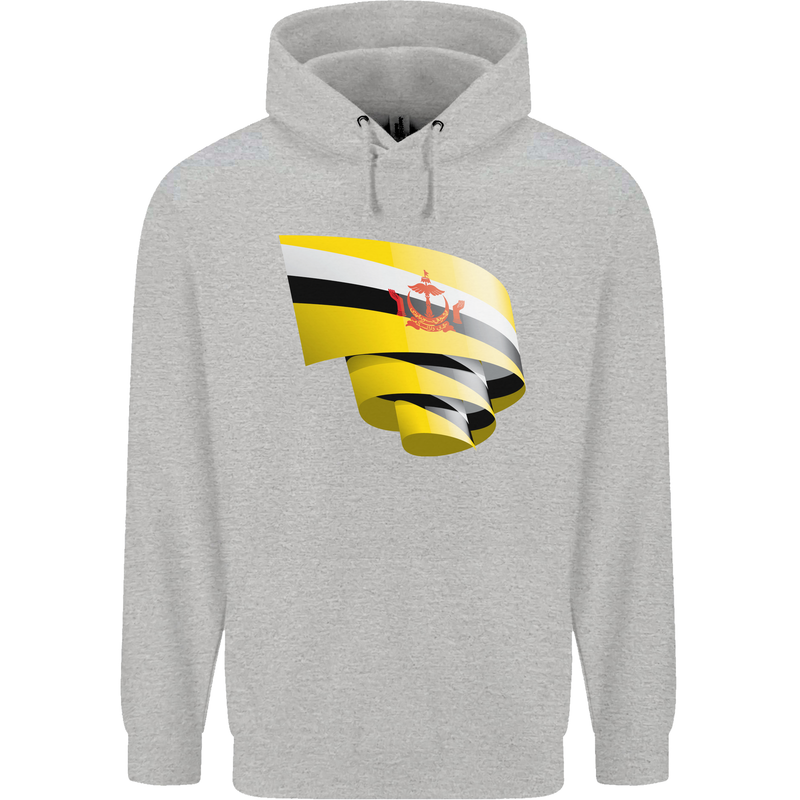 Curled Brunei Flag Bruneian Day Football Childrens Kids Hoodie Sports Grey