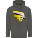 Curled Brunei Flag Bruneian Day Football Childrens Kids Hoodie Storm Grey
