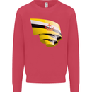 Curled Brunei Flag Bruneian Day Football Kids Sweatshirt Jumper Heliconia