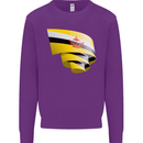 Curled Brunei Flag Bruneian Day Football Kids Sweatshirt Jumper Purple