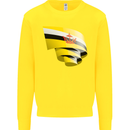 Curled Brunei Flag Bruneian Day Football Kids Sweatshirt Jumper Yellow