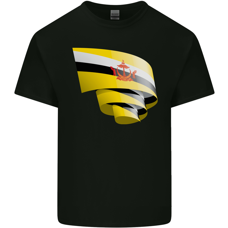 Curled Brunei Flag Bruneian Day Football Kids T-Shirt Childrens Black