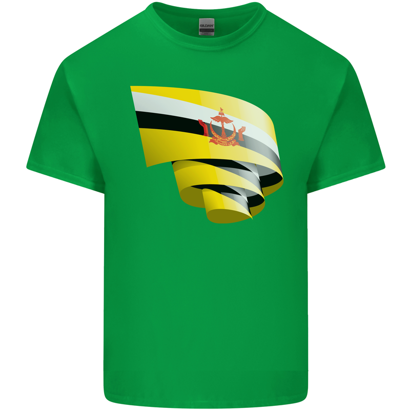 Curled Brunei Flag Bruneian Day Football Kids T-Shirt Childrens Irish Green