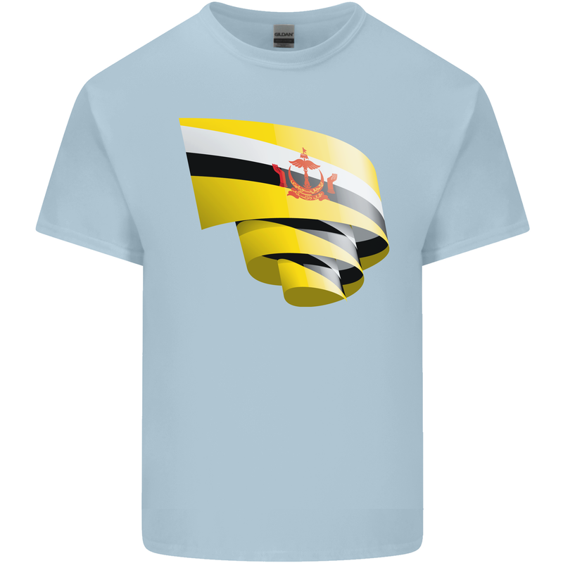 Curled Brunei Flag Bruneian Day Football Kids T-Shirt Childrens Light Blue
