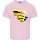 Curled Brunei Flag Bruneian Day Football Kids T-Shirt Childrens Light Pink