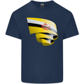 Curled Brunei Flag Bruneian Day Football Kids T-Shirt Childrens Navy Blue