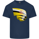 Curled Brunei Flag Bruneian Day Football Kids T-Shirt Childrens Navy Blue