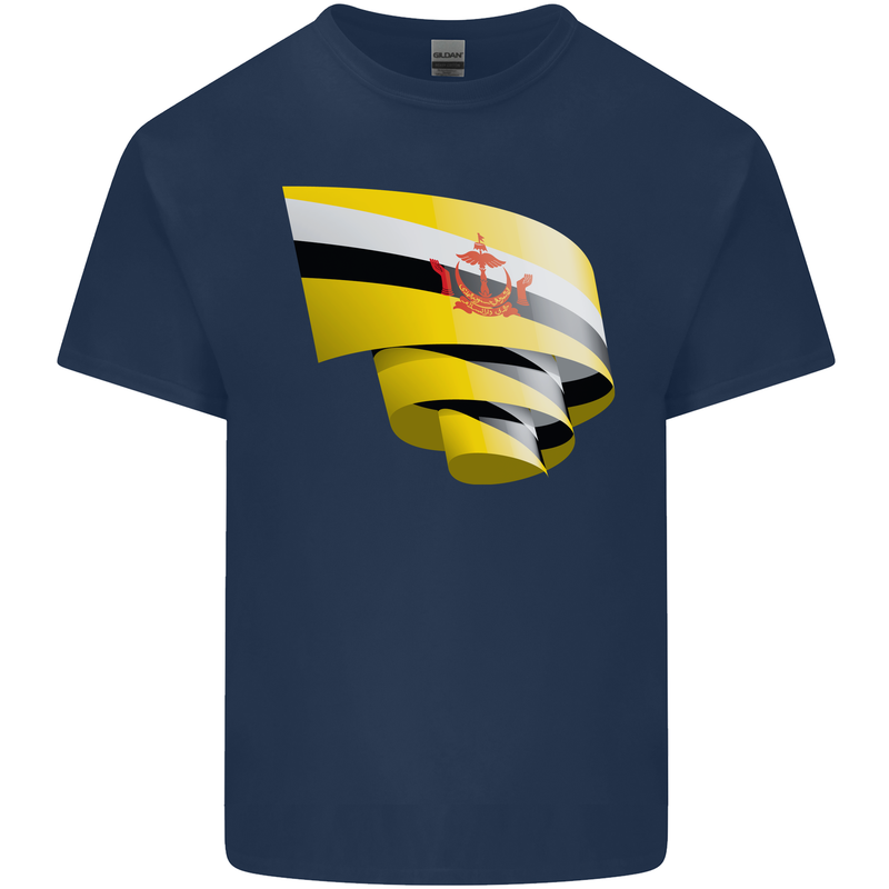 Curled Brunei Flag Bruneian Day Football Kids T-Shirt Childrens Navy Blue