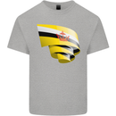 Curled Brunei Flag Bruneian Day Football Kids T-Shirt Childrens Sports Grey