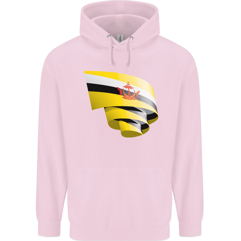 Curled Brunei Flag Bruneian Day Football Mens 80% Cotton Hoodie Light Pink