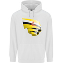 Curled Brunei Flag Bruneian Day Football Mens 80% Cotton Hoodie White