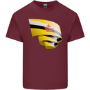 Curled Brunei Flag Bruneian Day Football Mens Cotton T-Shirt Tee Top Maroon