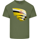Curled Brunei Flag Bruneian Day Football Mens Cotton T-Shirt Tee Top Military Green