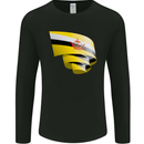 Curled Brunei Flag Bruneian Day Football Mens Long Sleeve T-Shirt Black