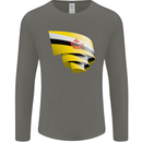 Curled Brunei Flag Bruneian Day Football Mens Long Sleeve T-Shirt Charcoal