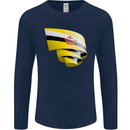 Curled Brunei Flag Bruneian Day Football Mens Long Sleeve T-Shirt Navy Blue