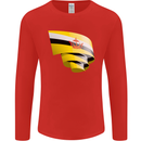 Curled Brunei Flag Bruneian Day Football Mens Long Sleeve T-Shirt Red