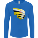 Curled Brunei Flag Bruneian Day Football Mens Long Sleeve T-Shirt Royal Blue