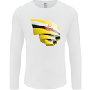 Curled Brunei Flag Bruneian Day Football Mens Long Sleeve T-Shirt White