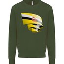 Curled Brunei Flag Bruneian Day Football Mens Sweatshirt Jumper Forest Green