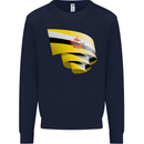Curled Brunei Flag Bruneian Day Football Mens Sweatshirt Jumper Navy Blue