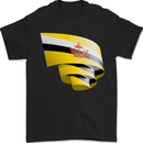 Curled Brunei Flag Bruneian Day Football Mens T-Shirt 100% Cotton Black
