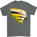 Curled Brunei Flag Bruneian Day Football Mens T-Shirt 100% Cotton Charcoal